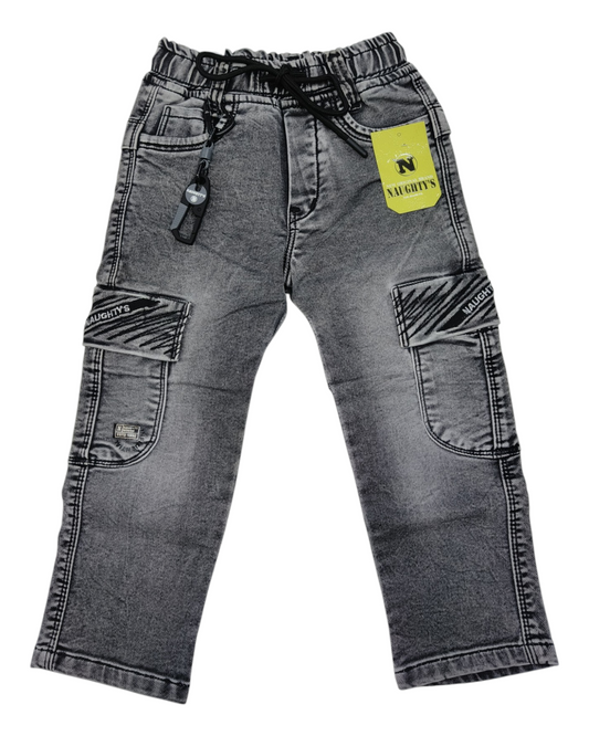Black Denim Cargo Pants