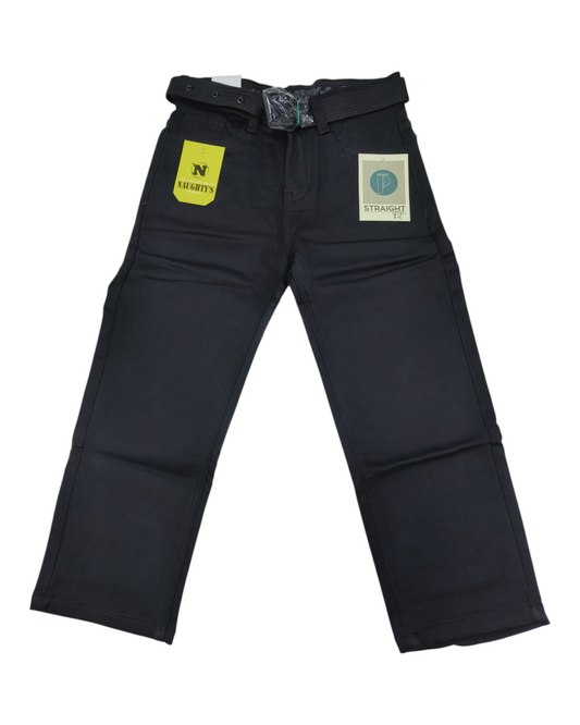 Black Straight Fit Cotton Pants