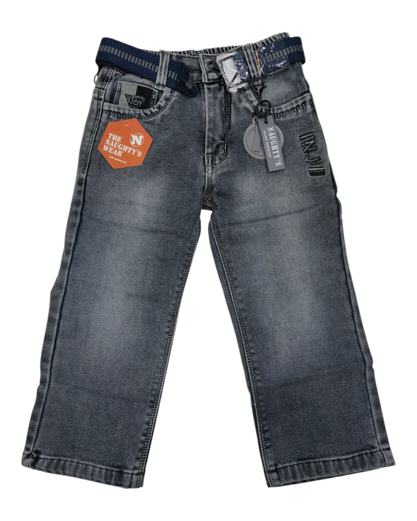 Grey Straight Fit Denim Pants