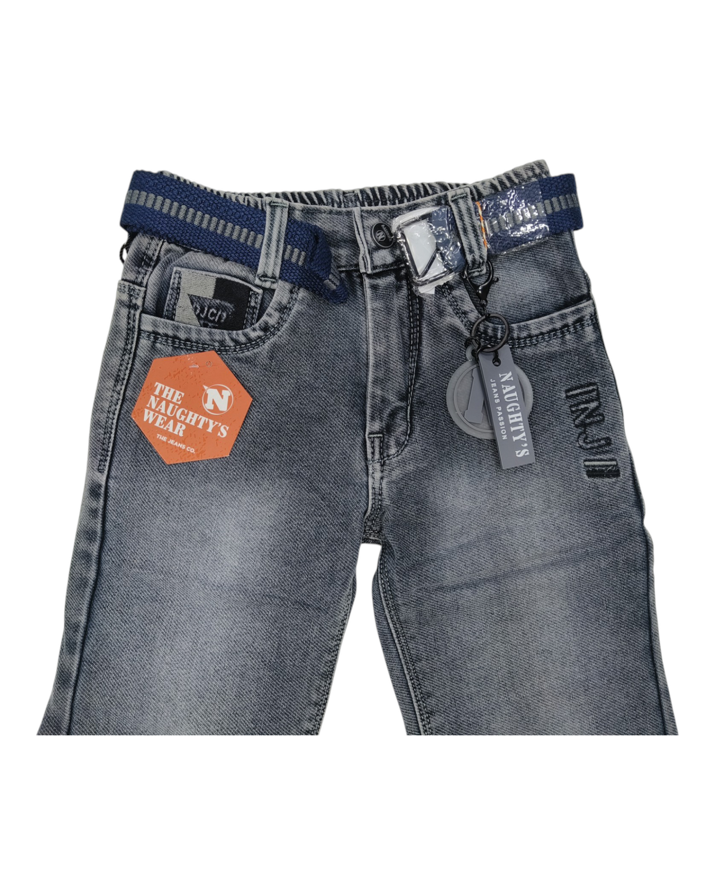 Grey Straight Fit Denim Pants