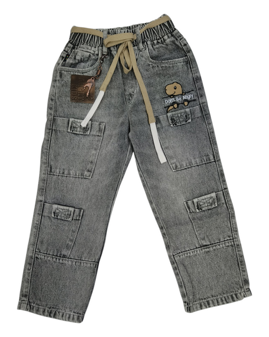 Green Kids Cargo Jeans - Straight Fit Denim