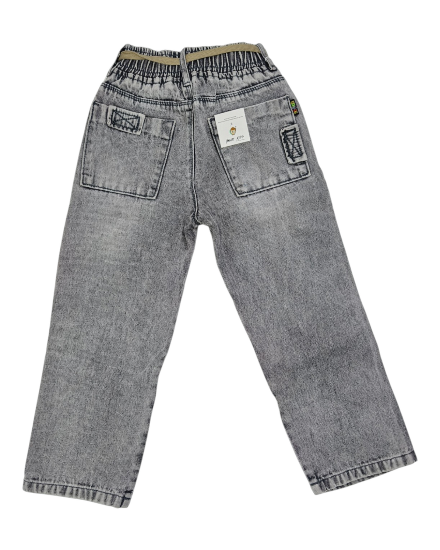 Gray Cargo Jeans for Kids | Straight Fit
