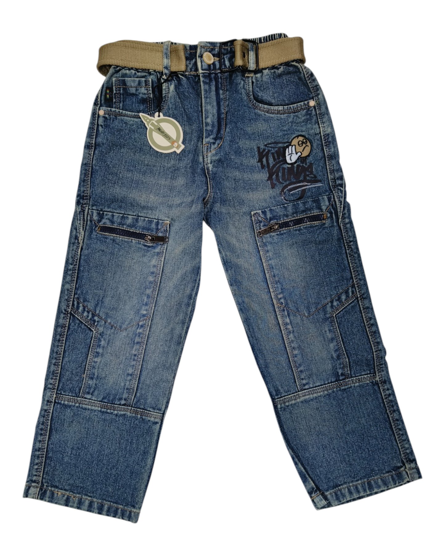 Dusty Blue Kids Cargo Jeans | Streetwear Style