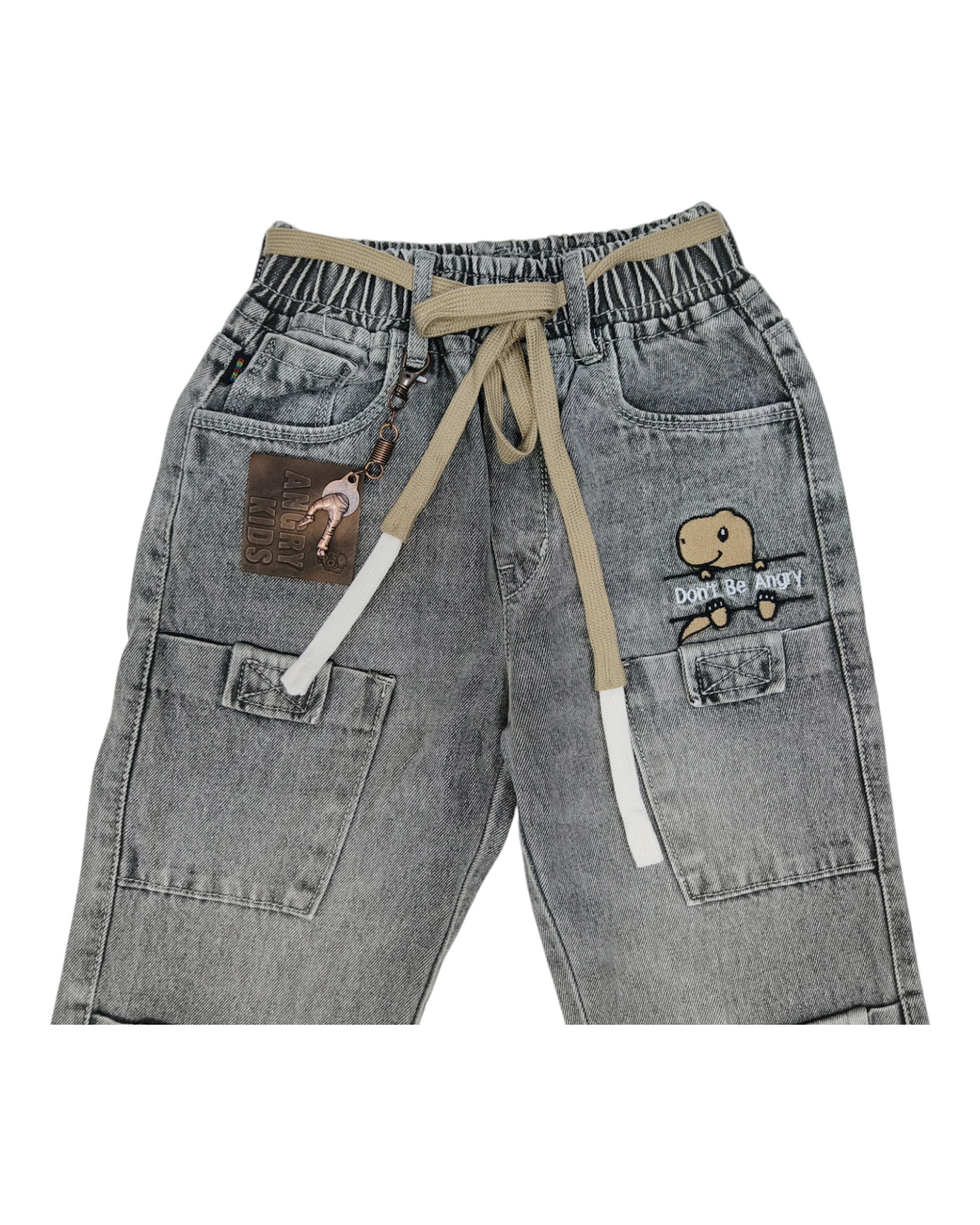 Green Kids Cargo Jeans - Straight Fit Denim