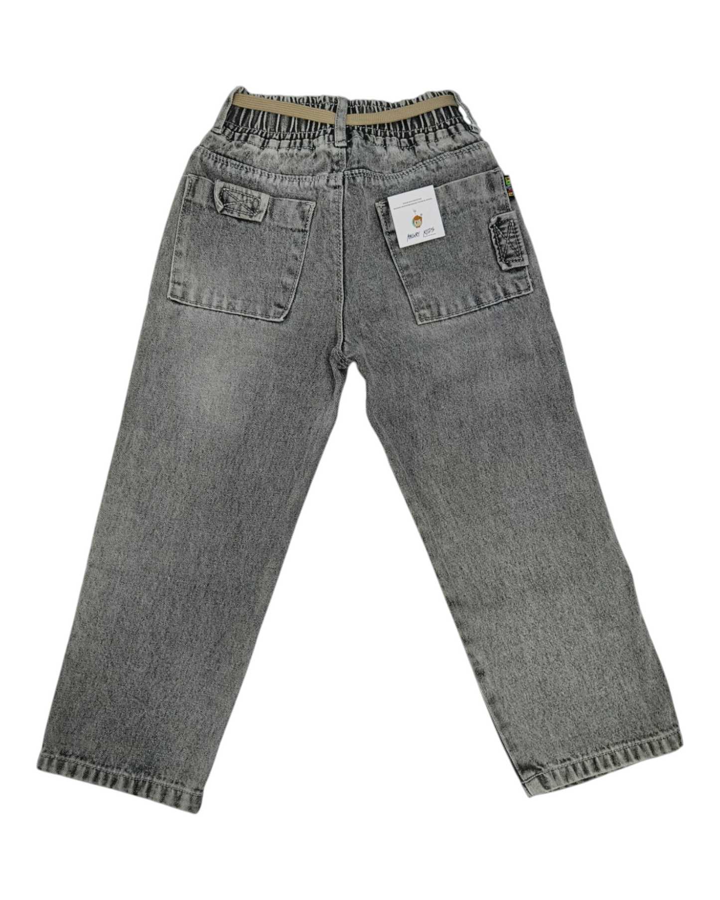 Green Kids Cargo Jeans - Straight Fit Denim