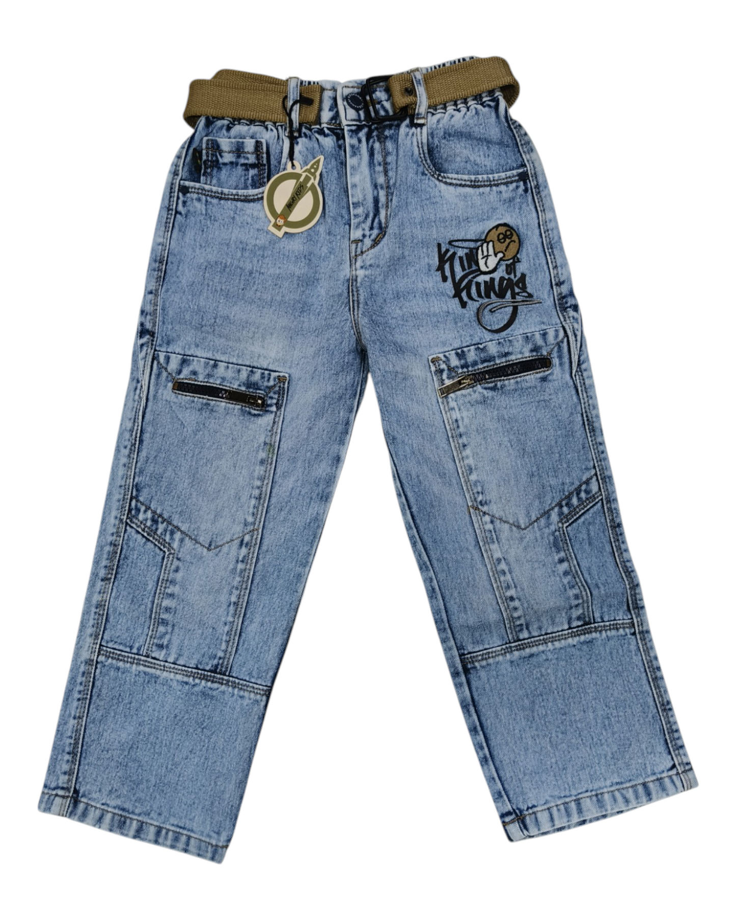 Sky Blue Kids Cargo Jeans - Streetwear