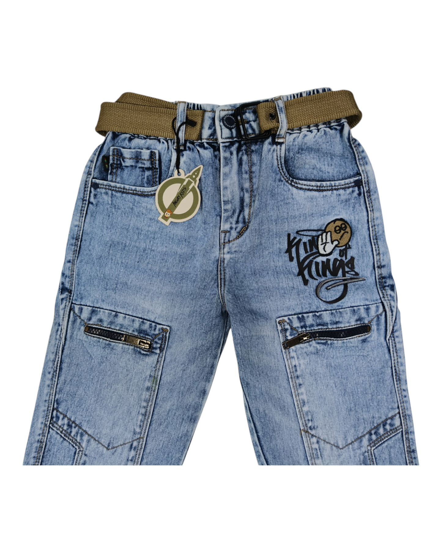 Sky Blue Kids Cargo Jeans - Streetwear