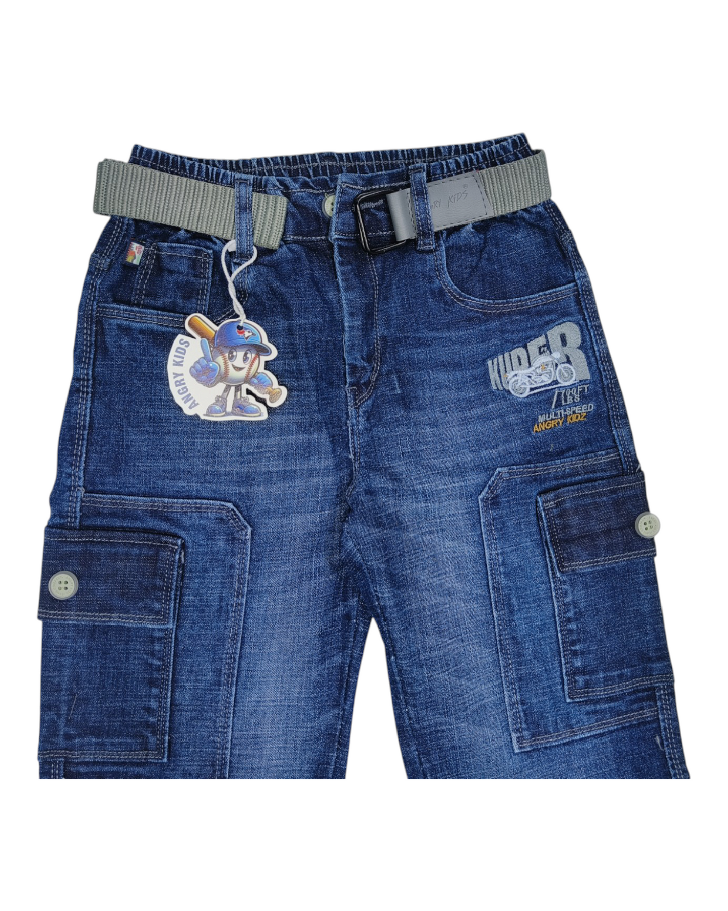 Boys Blue Straight Fit Denim Cargos