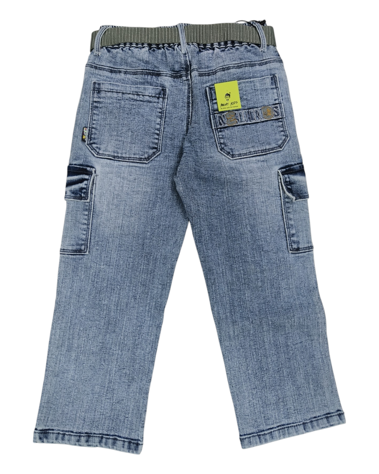 Boys Sky Blue Straight Fit Denim Cargos