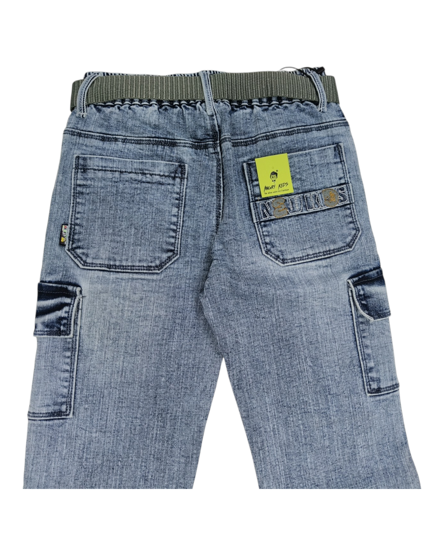 Boys Sky Blue Straight Fit Denim Cargos