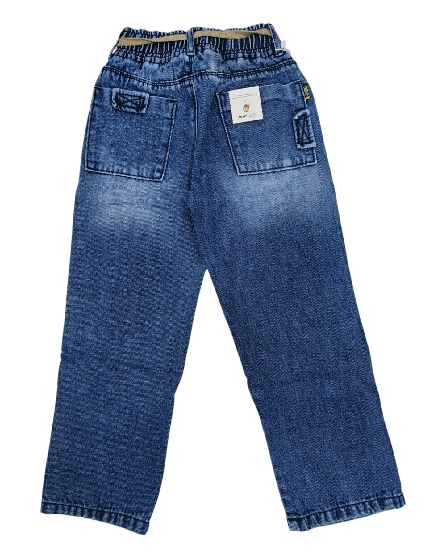 Blue Kids Cargo Jeans - Straight Fit Denim