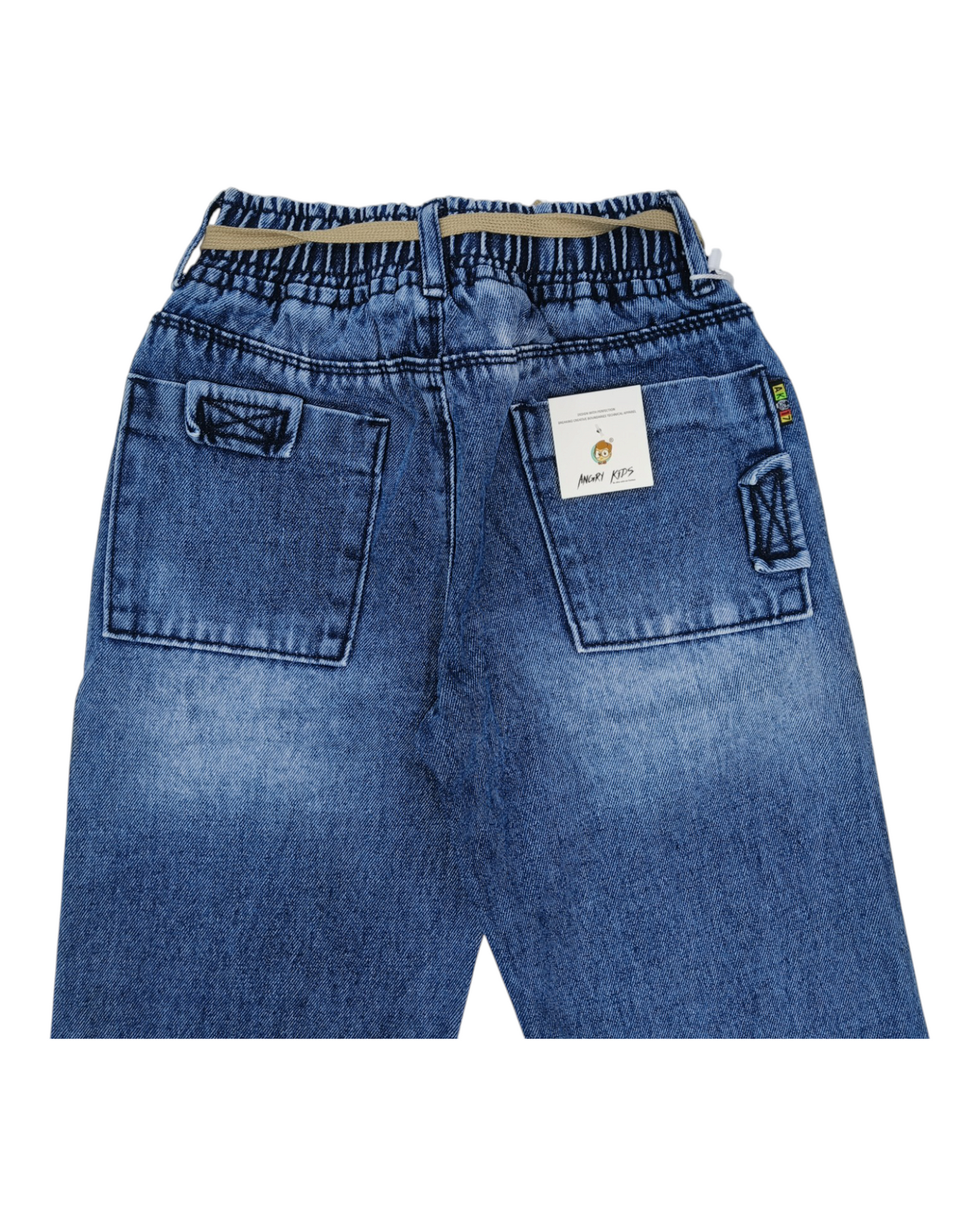 Blue Kids Cargo Jeans - Straight Fit Denim