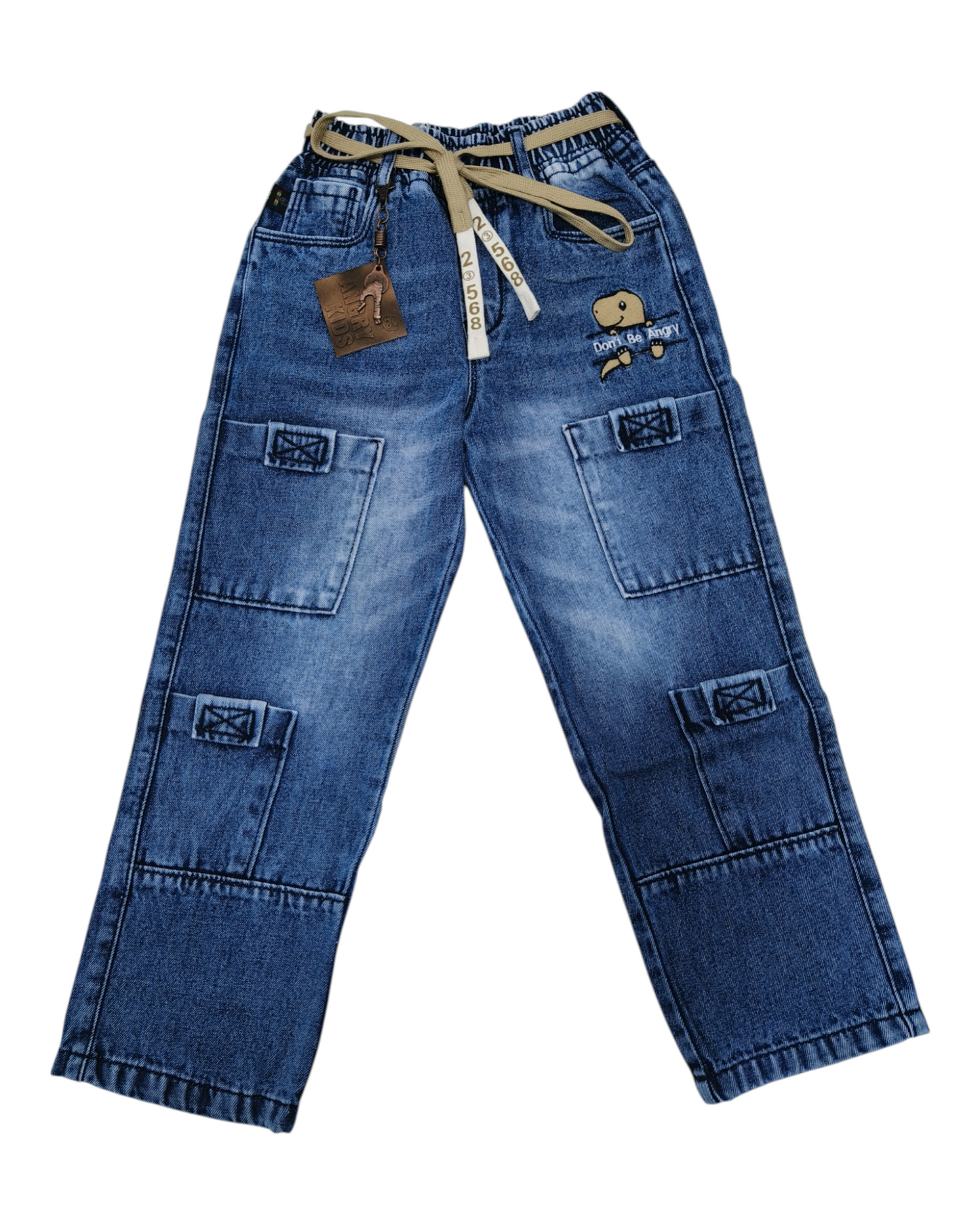 Blue Kids Cargo Jeans - Straight Fit Denim