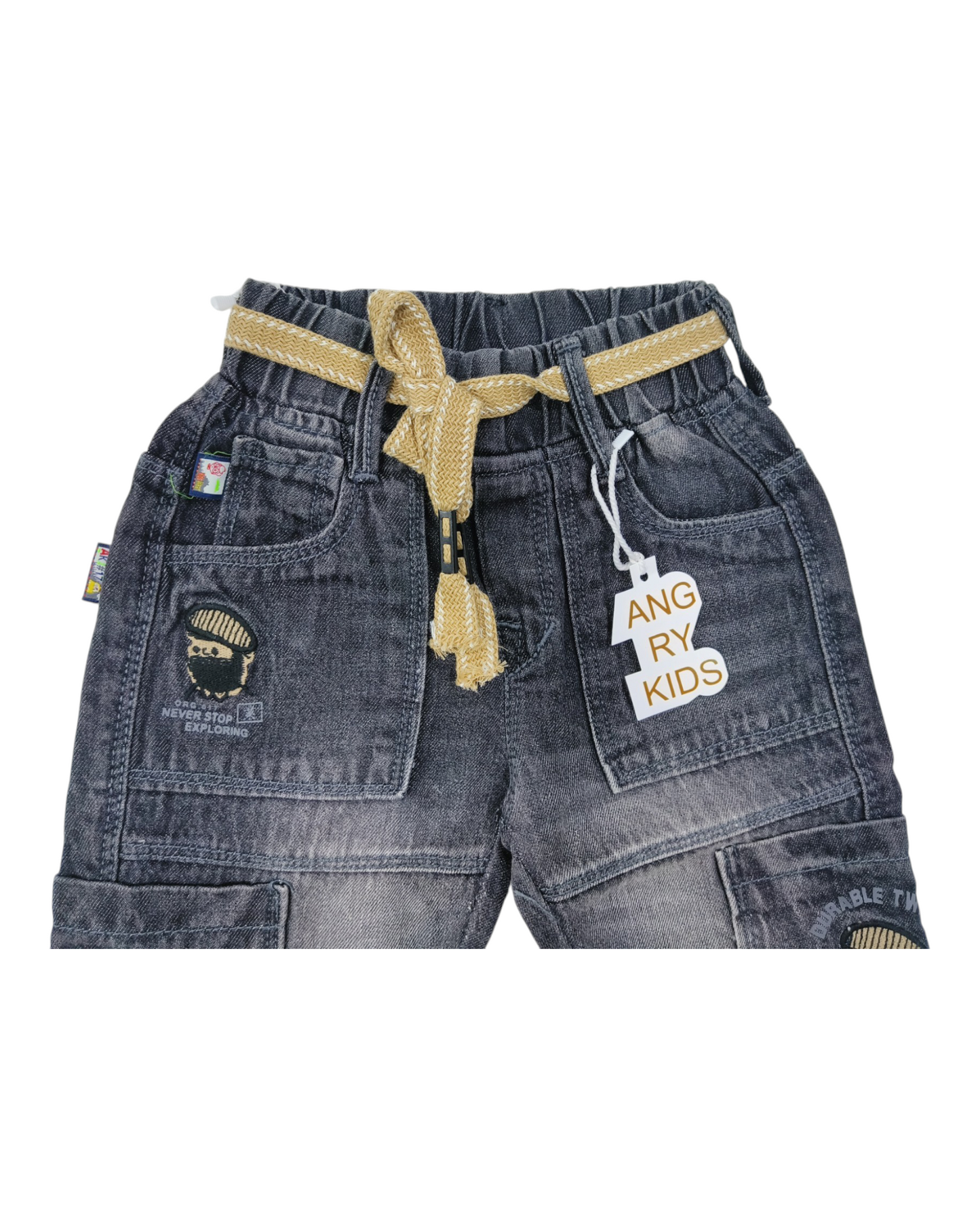 Black Denim Mom Fit Cargo Jeans 9154