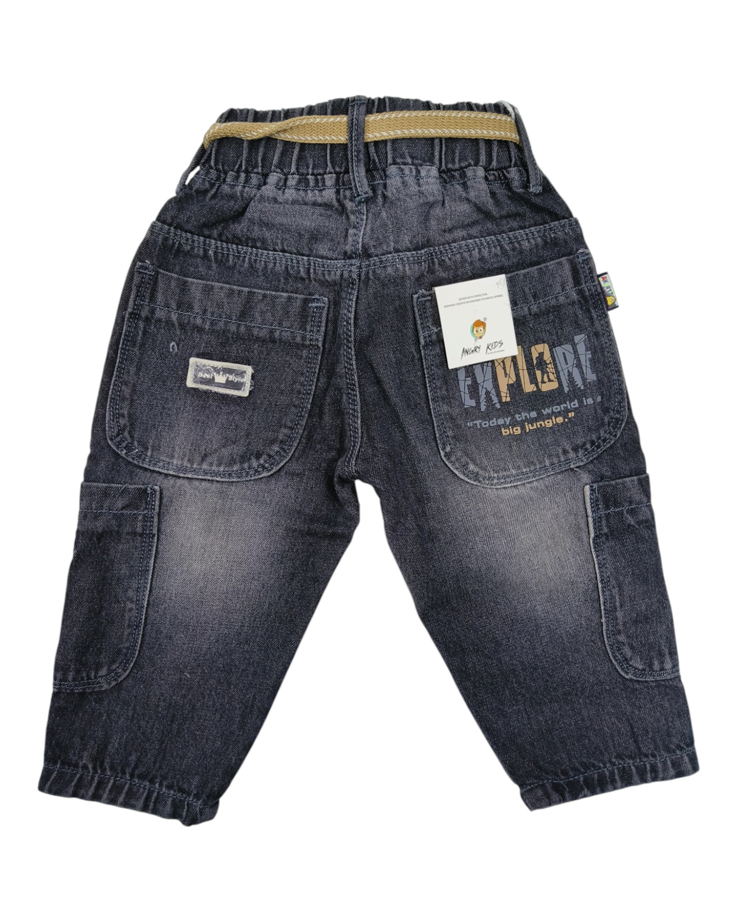 Black Denim Mom Fit Cargo Jeans 9154